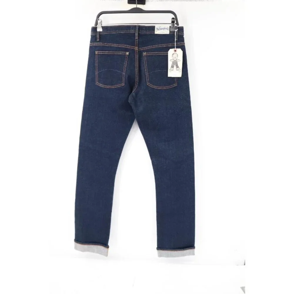 NWT Stronghold Jeans Mens 31 L36 Selvedge Denim Straight Leg Stretch Blue Rinsed